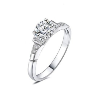Anello di Fidanzamento Regolabile SOLITARIO Acciaio Silver 316L con Spalle Geometriche