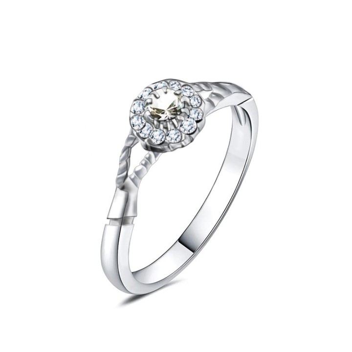Anello di Fidanzamento Regolabile  Acciaio Silver 316L con Gambo a Torciglione