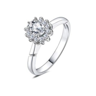 Anello di Fidanzamento Regolabile HALO Acciaio Silver 316L con Rosone a Fiore