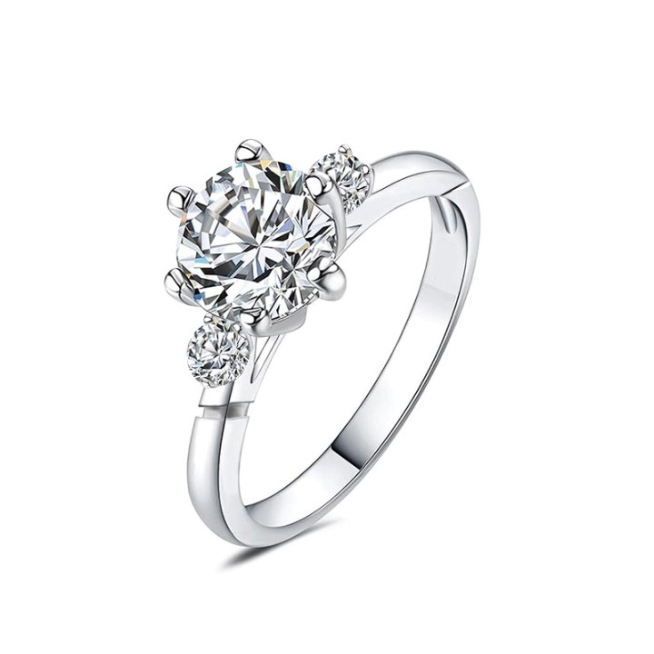 Anello di Fidanzamento Regolabile BRILLANTE Acciaio Silver 316L con Gambo in Pavé