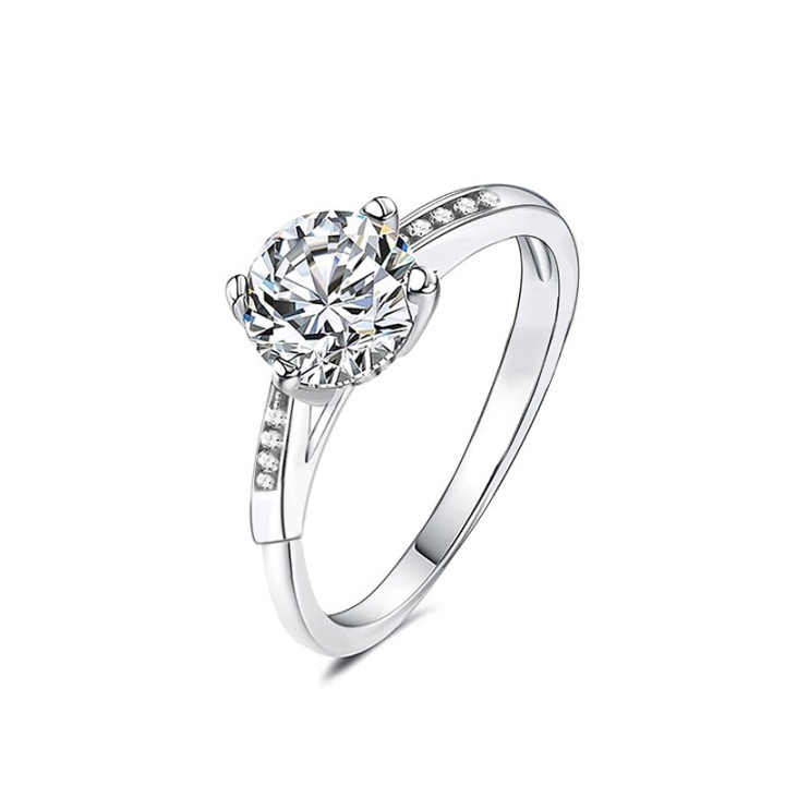 Anello di Fidanzamento Regolabile SOLITARIO Acciaio Silver 316L con Sei Griffe