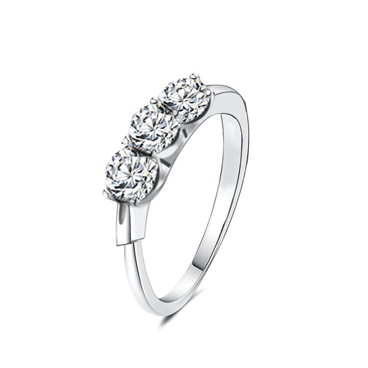 Anello di Fidanzamento Regolabile TRILOGY Acciaio Silver 316L con Tre Zirconi