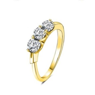 Anello di Fidanzamento Regolabile TRILOGY Placcato Oro Giallo con Tre Zirconi