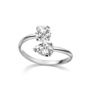 Anello di Fidanzamento Regolabile TOI ET MOI Acciaio Silver 316L con Zirconi