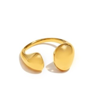 Cuff Ring 'Asymétrique' Placcato Oro Giallo 316L con Sfere Opposte Bold