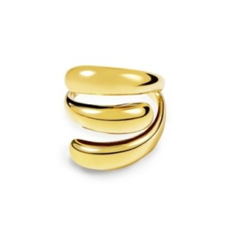 Cuff Ring 'Niveau' Placcato Oro Giallo 316L a Tre Livelli Bombati