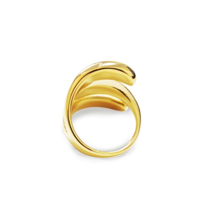 Cuff Ring 'Niveau' Placcato Oro Giallo 316L a Tre Livelli Bombati