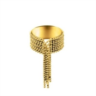 Cuff Ring 'Nappe' Placcato Oro Giallo 316L con Catene a Frangia