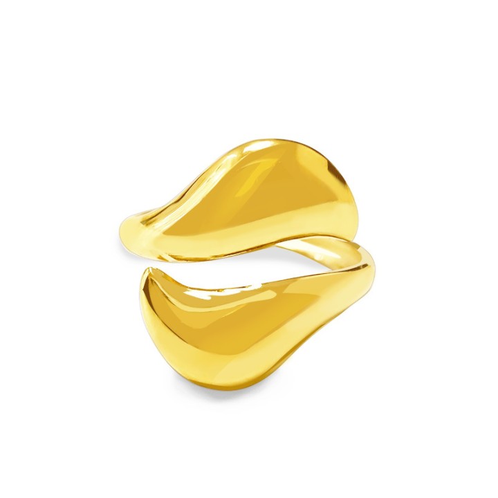 Cuff Ring 'Sirocco' Placcato Oro Giallo 316L Contrarié Sinuoso
