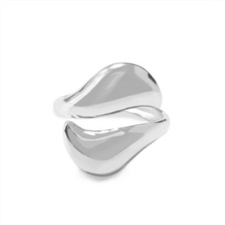 Cuff Ring 'Sirocco' Acciaio Silver 316L Contrarié Sinuoso