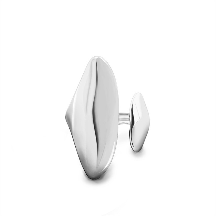 Cuff Ring 'Éclat' Acciaio Silver 316L Contrarié con Scudi Lucidi