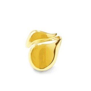 Cuff Ring 'Bulle' Placcato Oro Giallo 316L a Fascia Bombata Liquida