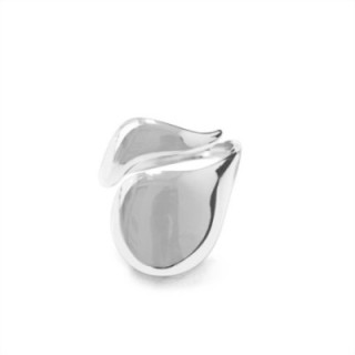 Cuff Ring 'Bulle' Acciaio Silver 316L a Fascia Bombata Liquida