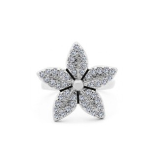 Anello Regolabile 'Étoile' Acciaio Silver 316L con Maxi Fiore in Pavé
