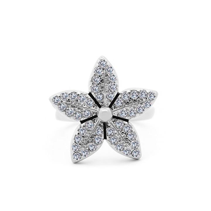 Anello Regolabile 'Étoile' Acciaio Silver 316L con Maxi Fiore in Pavé
