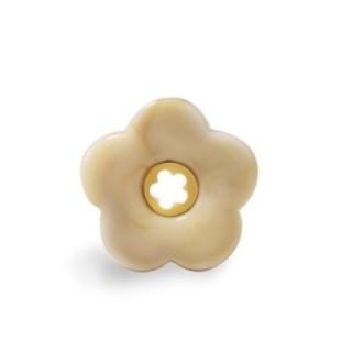 Anello Aperto 'Polinesia' Taha-a Placcato Oro Giallo con Fiore Beige Tortora
