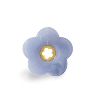 Anello Aperto 'Polinesia' Maupiti Placcato Oro Giallo con Fiore Blu Pastello