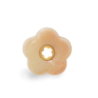 Anello Aperto 'Polinesia' Moorea Placcato Oro Giallo con Fiore Crema
