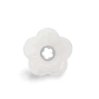 Anello Aperto 'Polinesia' Tahiti Acciaio Silver con Fiore Bianco Perla