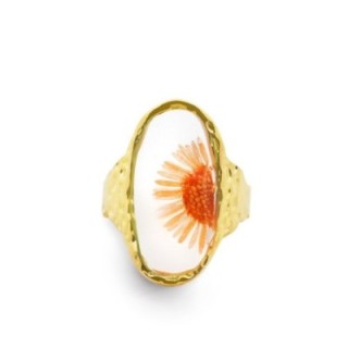 Anello Aperto 'Provence' Avignon Placcato Oro Giallo con Margherita Arancione
