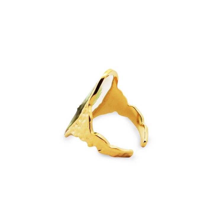 Anello Aperto 'Provence' Roussillon Acciaio Silver con Margherita Arancione
