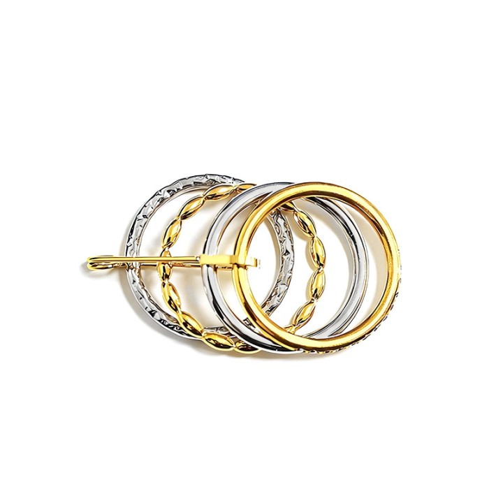Anello Multifilo 'Como' Varenna Bicolore a 4 Strati con Spilla