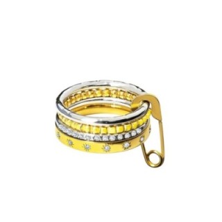 Anello Multifilo 'Como' Bellagio Bicolore a 4 Strati con Spilla