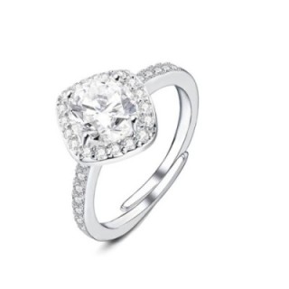 Anello Regolabile con Zircone Quadrato Bianco