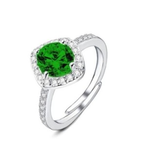 Anello Regolabile con Zircone Quadrato Verde