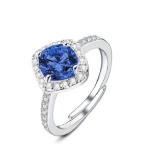 Anello Regolabile con Zircone Quadrato Blu