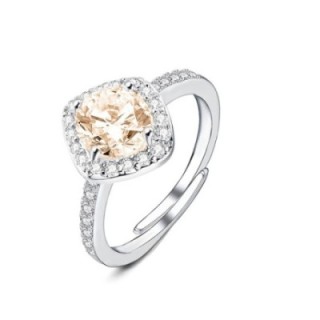 Anello Regolabile con Zircone Quadrato Champagne