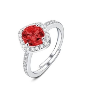 Anello Regolabile con Zircone Quadrato Rosso