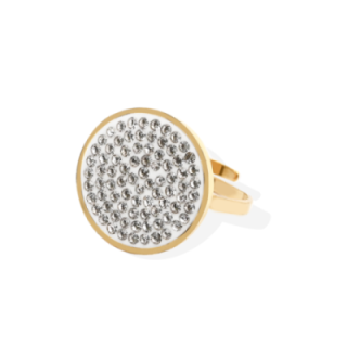 Anello Regolabile Rotondo Placcato Oro Giallo con Pavè Diamantinanti