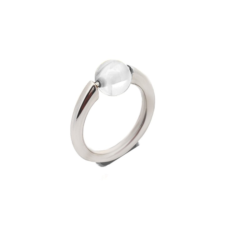 Anello con Pallina Rotante Argento