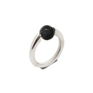 Anello con Pallina Rotante Nera