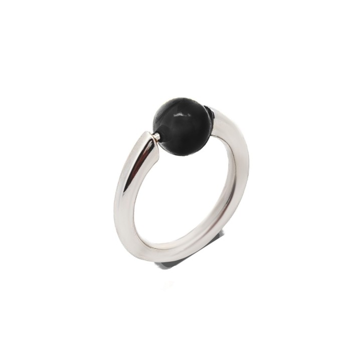 Anello con Pallina Rotante Nera