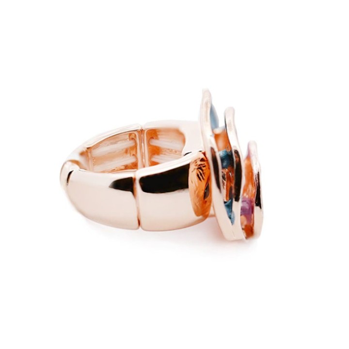 Anello Tondo Elastico Smaltato Rosa