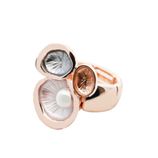 Anello Elastico TRX Smalto Beige con Perla