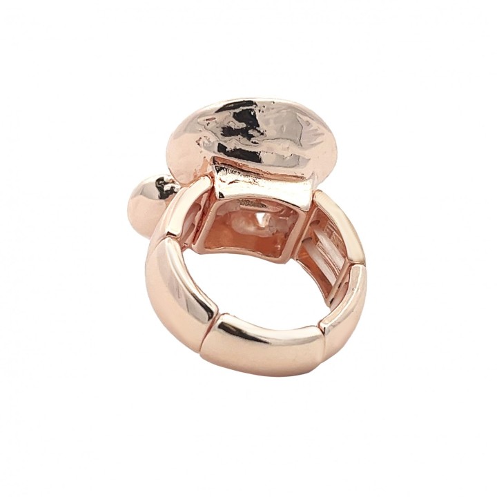 Anello Elastico TRX Smalto Beige con Perla