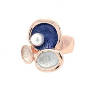 Anello Elastico TRX Smalto Blu con Perla