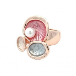 Anello Elastico TRX Smalto Rosa con Perla