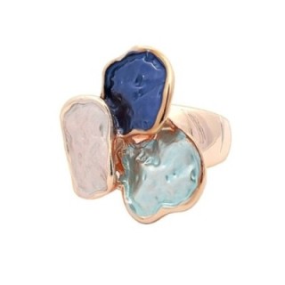 Anello Elastico Smaltato Trifogli Blu