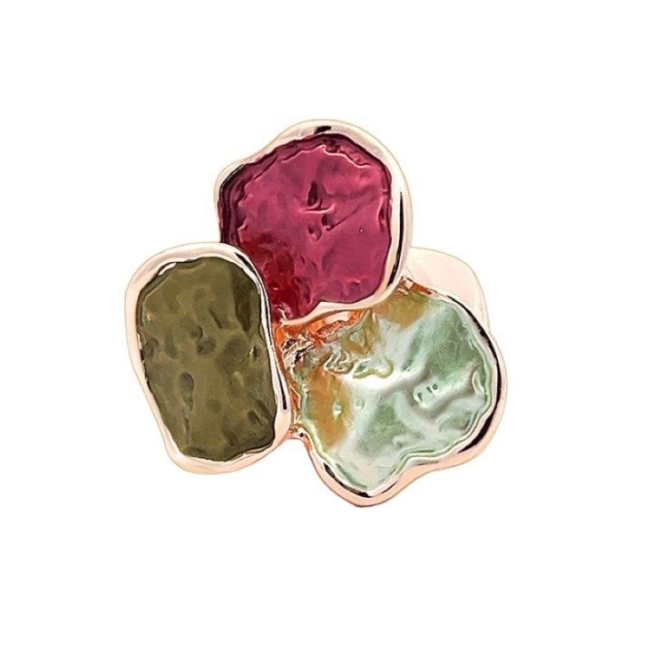 Anello Elastico Smaltato Trifogli Fucsia