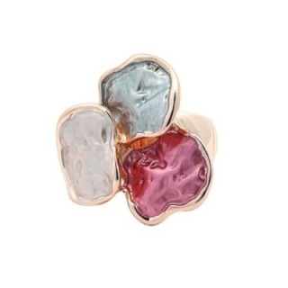 Anello Elastico Smaltato Trifogli Rosa