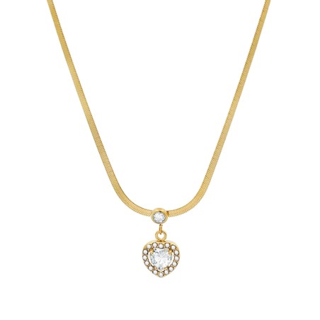 Girocollo Catena Snake Cuor di Zirconia Bianco Acciaio