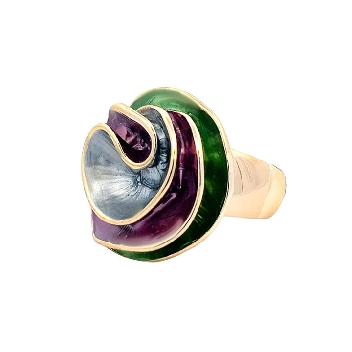 Anello Elastico GEOR Smaltato Verde-Viola