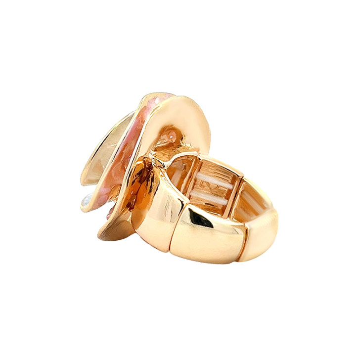 Anello Elastico GEOR Smaltato Verde-Viola