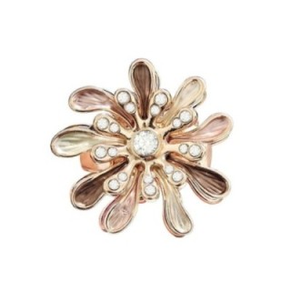 Anello Elastico Fiore Smaltato Caffè