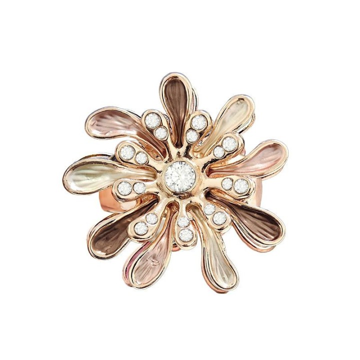 Anello Elastico Fiore Smaltato Caffè