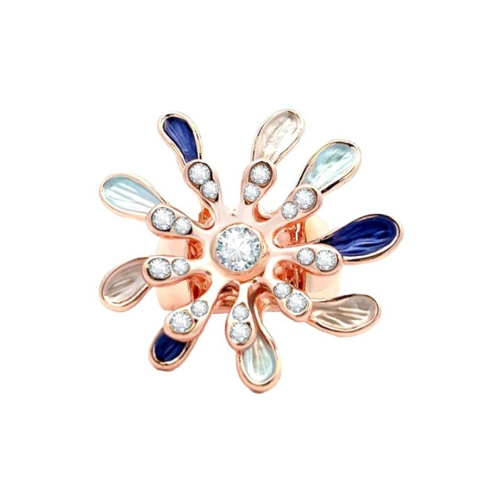 Anello Elastico Fiore Smaltato Blu